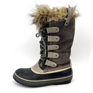 Sorel Women's 11 / 42 Joan of Arctic  Faux Fur Lined Tall Taupe Suede Boots
